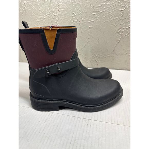 Rag and Bone Moto Rain Boots Women's Black Maroon Waterproof Size 37 US 7 - Picture 3 of 6